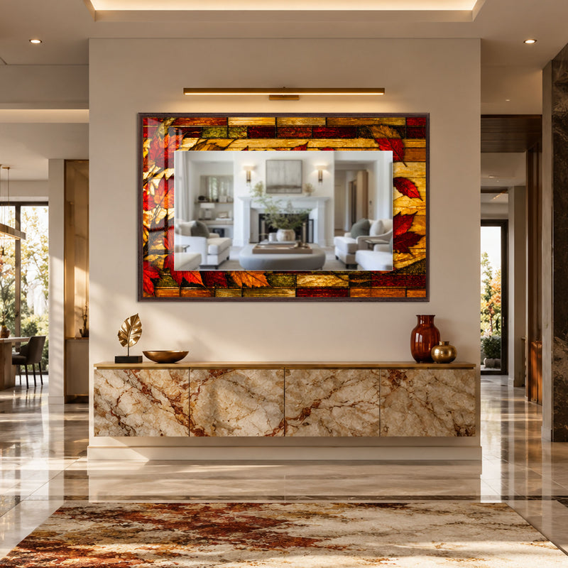 Autumn Leaves Mosaic with walnut frame
