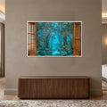 Enchanted Forest Window with white frame