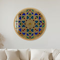Jewelled Stained Glass Mandala with gold frame