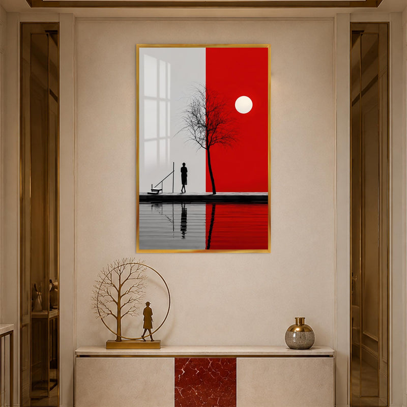 Artronauts Glass Print 12x18 cm | 4.7"x7.1" / Gold Divided Red Landscape Glass Wall Art