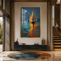 Artronauts Glass Print 12x18 cm | 4.7"x7.1" / Gold Moonlit Regatta Glass Wall Art