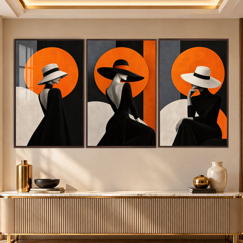 Orange Muse with walnut frame