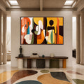 Sunlit Abstract Figures with walnut frame