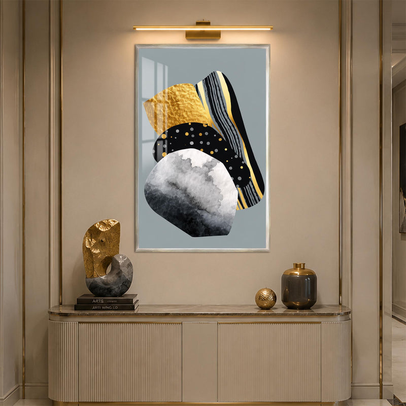 Golden Geometric Stones with silver frame