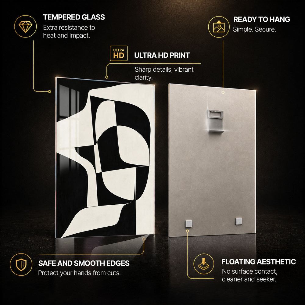 Monochrome Rhythm — tempered glass, ultra HD print, ready to hang