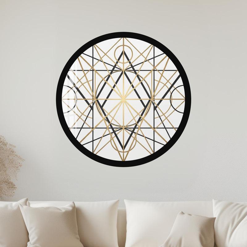 Sacred Geometry Star Line Art with black frame