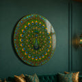 Emerald Peacock Mandala close-up angled detail