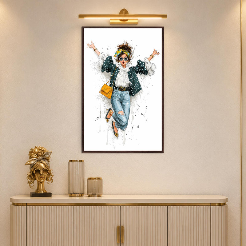 Playful Fashionista with walnut frame