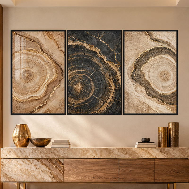 Golden Tree Ring II with black frame