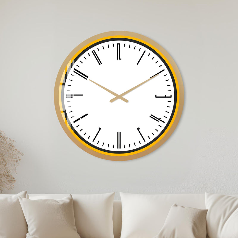 Yellow Minimalist Timepiece with gold frame