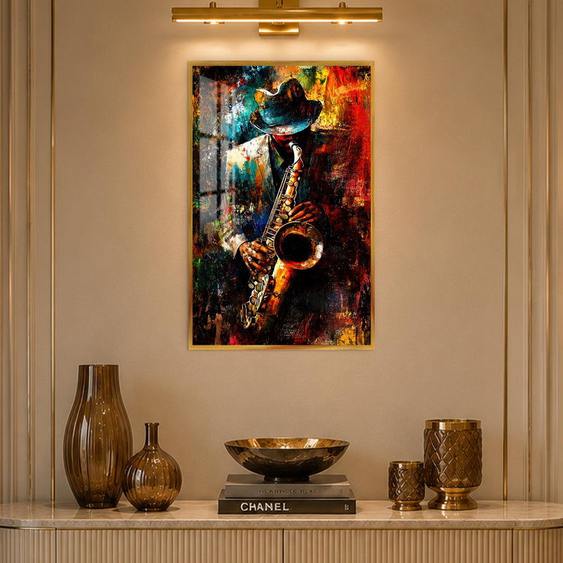 Saxophone In Colour with gold frame