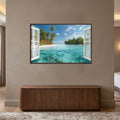 Tropical Window Escape with walnut frame
