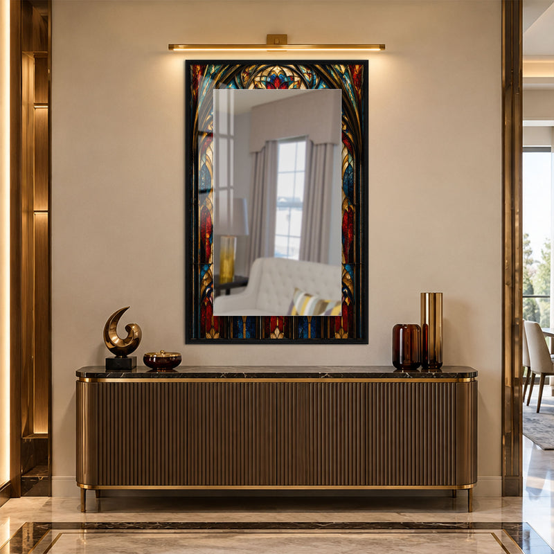 Gothic Stained Glass with black frame