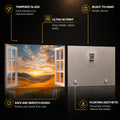 Desert Window Sunset — tempered glass, ultra HD print, ready to hang