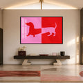Artronauts Glass Print 18x12 cm | 7.1"x4.7" / Black Pop Art Dachshund Glass Wall Art