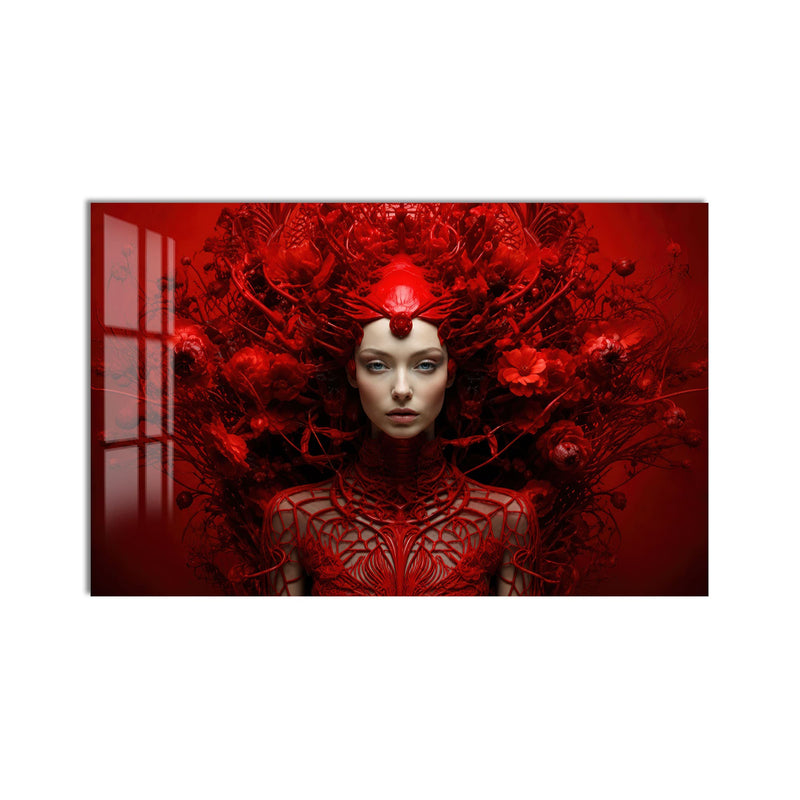Artronauts Glass Print Crimson Floral Empress Glass Wall Art