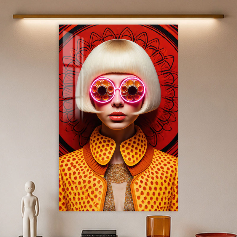 Artronauts Glass Print Neon Retro Vision Glass Wall Art
