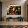 Peacock Queen Portrait with silver frame