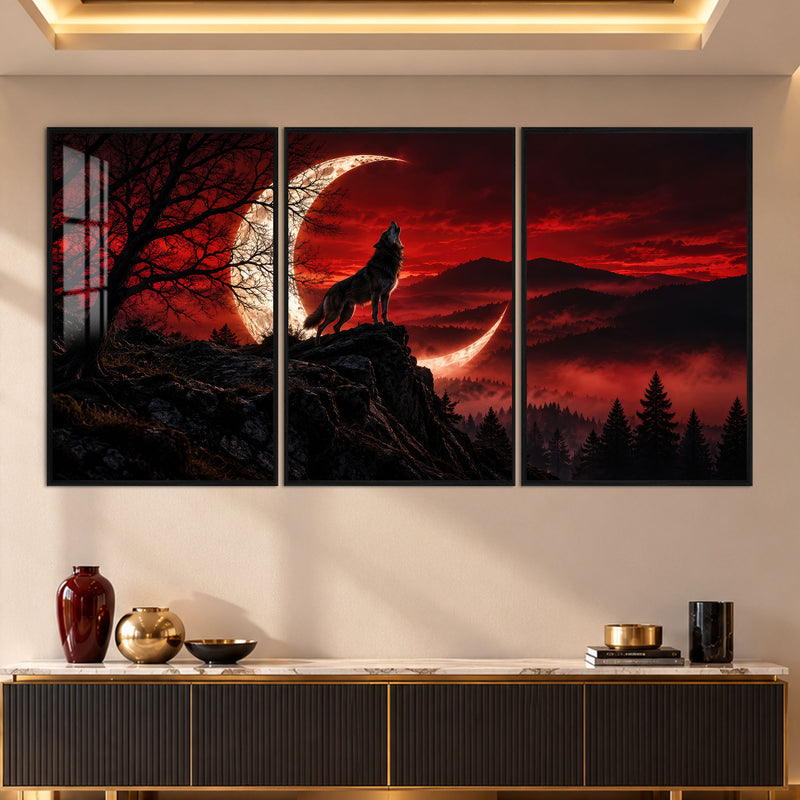 Crimson Moon Wolf with black frame