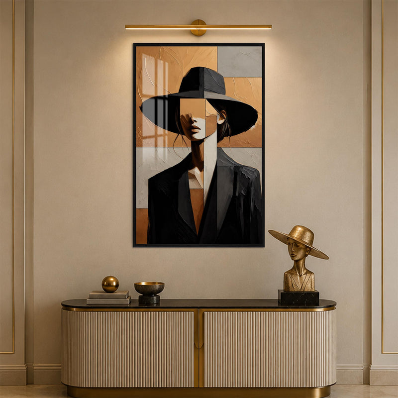 Cubist Woman in Hat with black frame