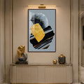 Golden Stone Composition with walnut frame