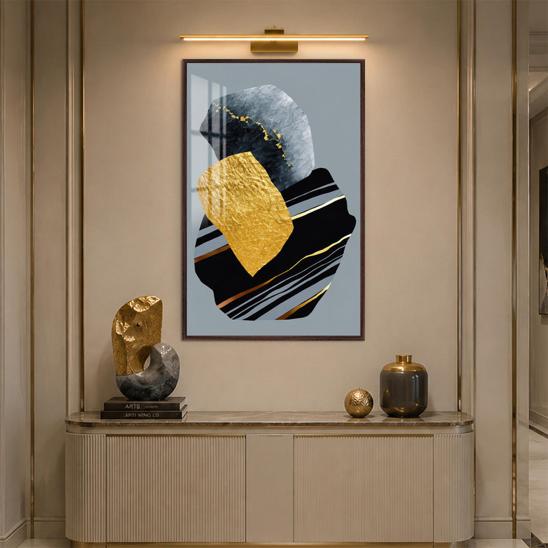 Golden Stone Composition with walnut frame