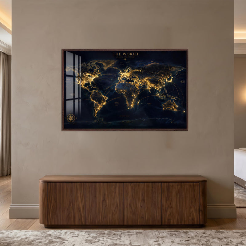 Golden Global Connections with walnut frame