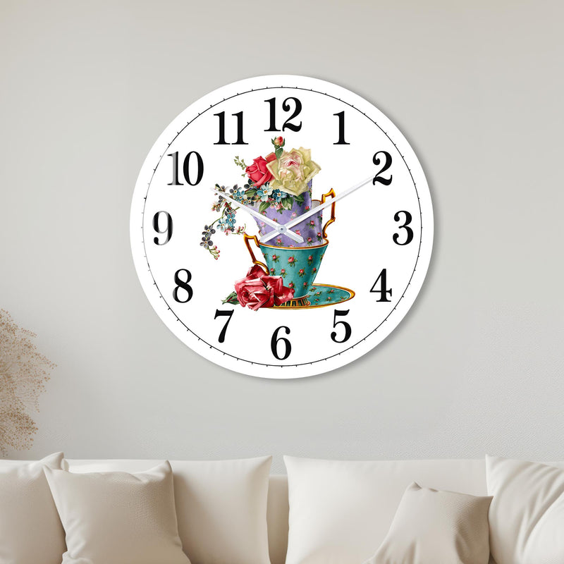 Floral Teacup Stack with white frame