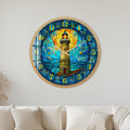 Stained Glass Lighthouse with gold frame