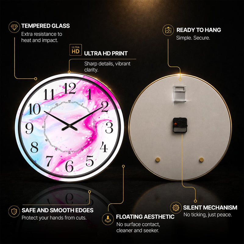 Pink Aqua Swirl — tempered glass, ultra HD print, ready to hang