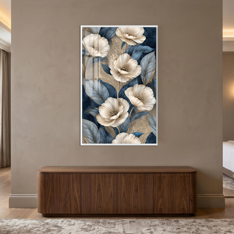 Ivory Midnight Blooms with white frame