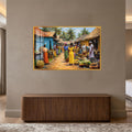 Village Market Day with gold frame