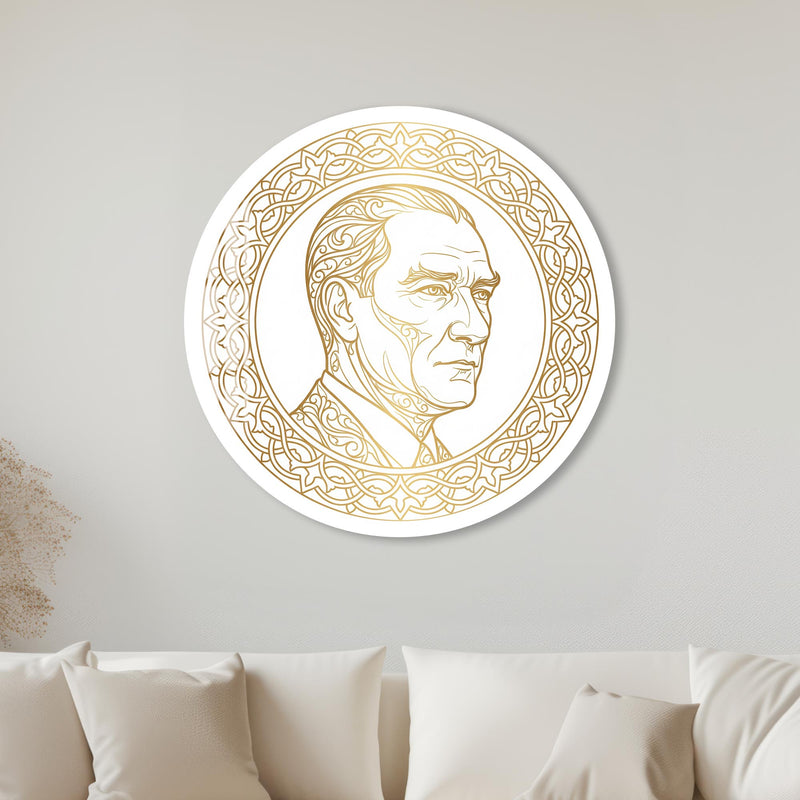 Golden Portrait Medallion with white frame