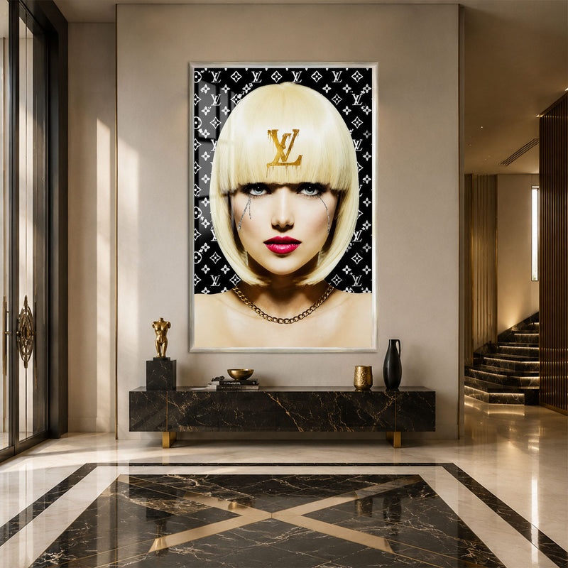 Artronauts Glass Print 12x18 cm | 4.7"x7.1" / Silver Golden Fashion Icon Glass Wall Art