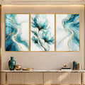 Aqua Floral with gold frame