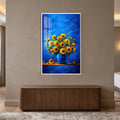 Sunflowers In Blue with white frame