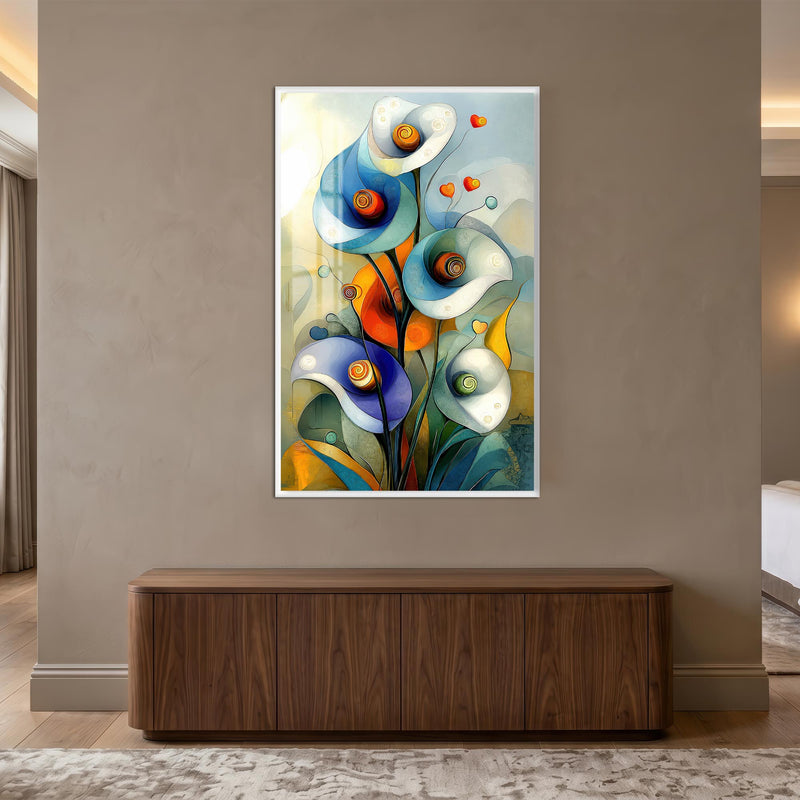 Whimsical Calla Blooms with white frame