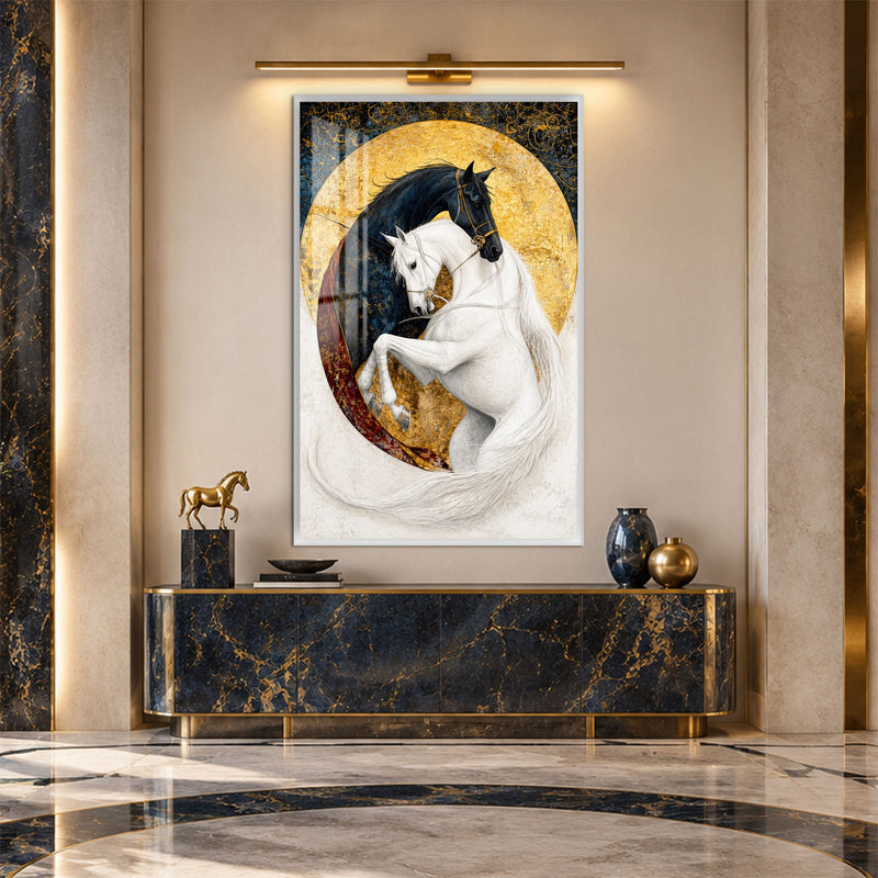 Golden Equine Harmony with white frame