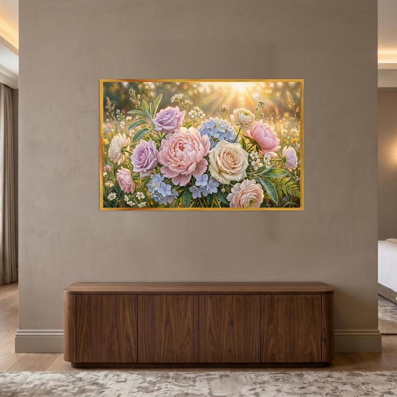 Sunlit Garden Bouquet with gold frame