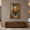 Gilded Elephant Majesty with walnut frame