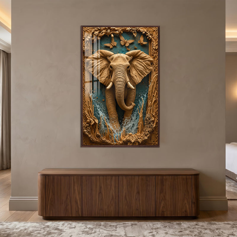 Gilded Elephant Majesty with walnut frame