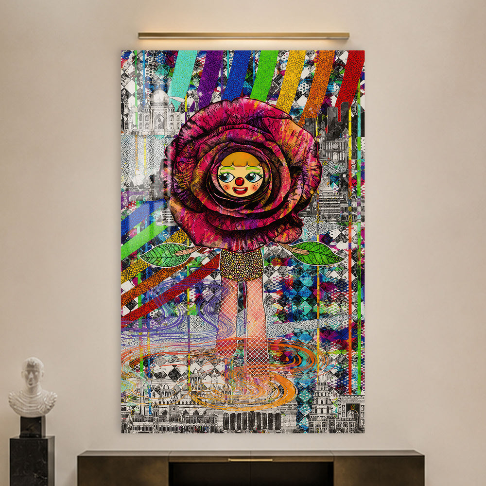 Rose Traveller in a modern room