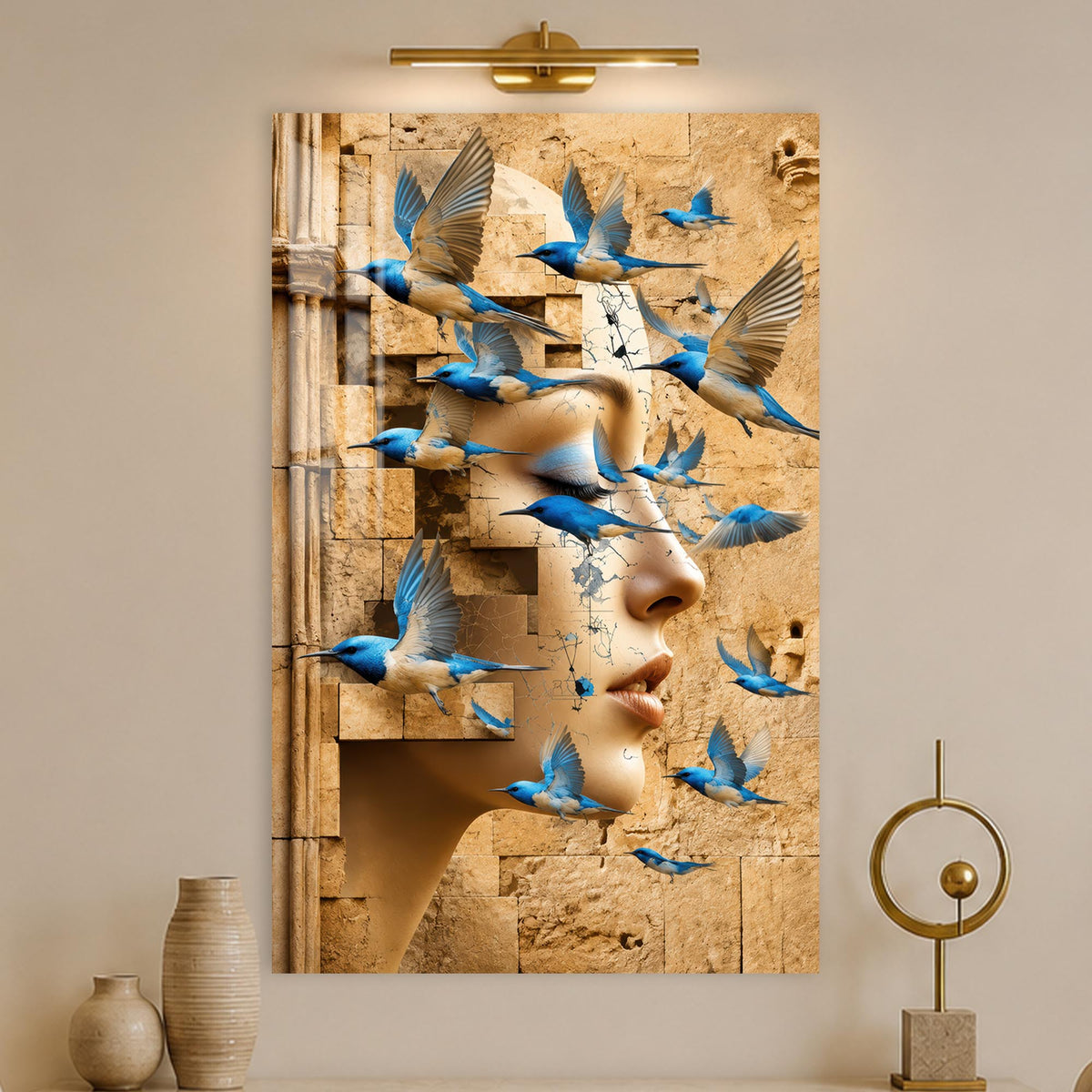 Blue Birds Of Imagination in a modern room
