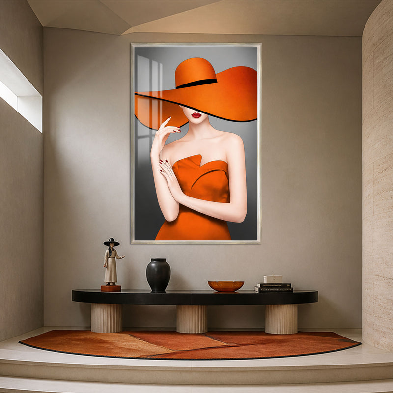 Lady in Orange with silver frame