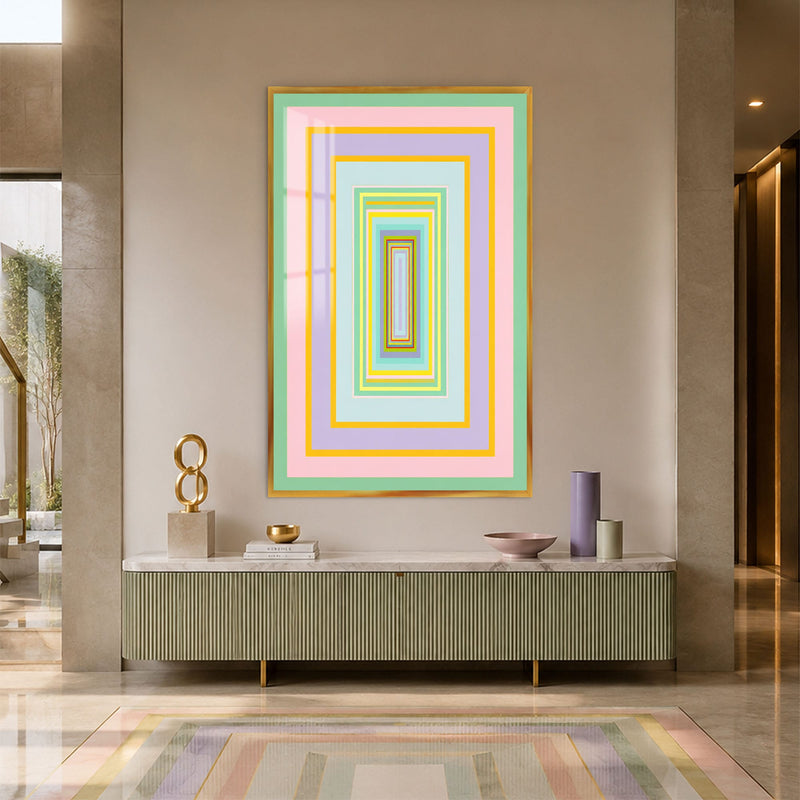 Artronauts Glass Print 12x18 cm | 4.7"x7.1" / Gold Pastel Portal Glass Wall Art