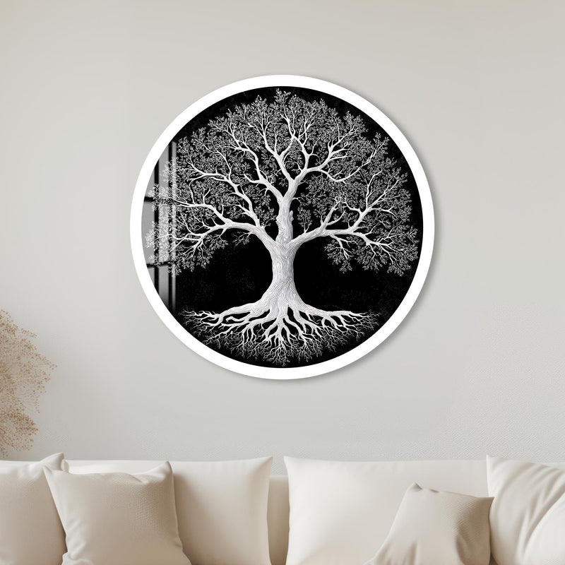 Monochrome Tree Of Life with white frame