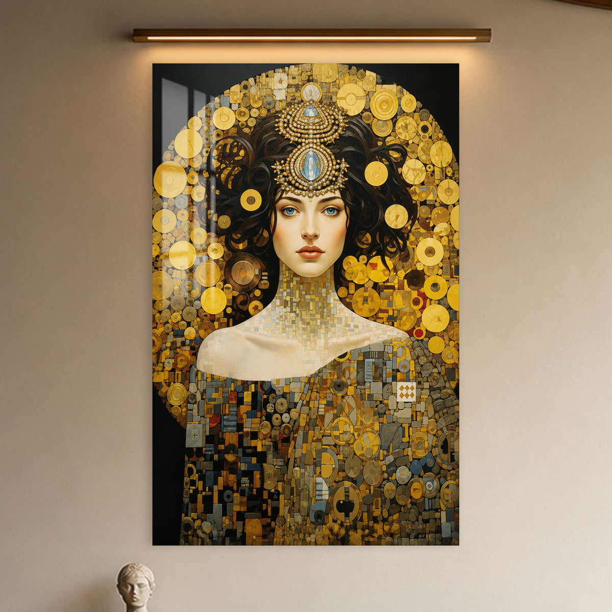 Golden Mosaic Muse in a modern room