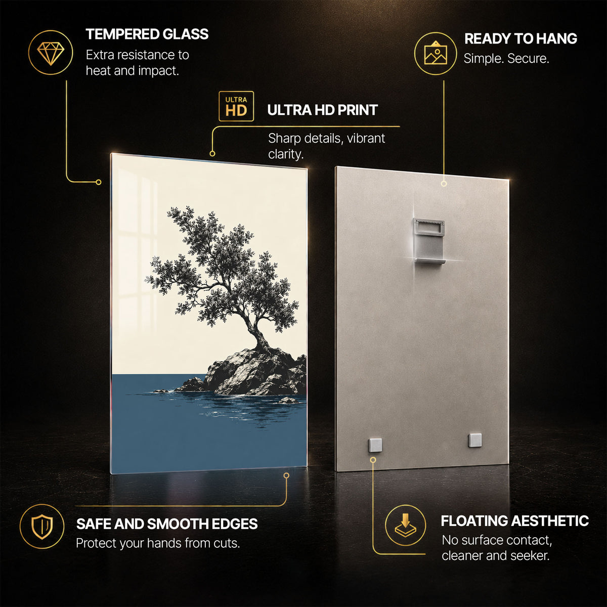 Moonlit Coast — tempered glass, ultra HD print, ready to hang