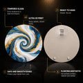 Sapphire Marble Vortex — tempered glass, ultra HD print, ready to hang