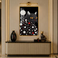 Dotted Midnight Cat with gold frame